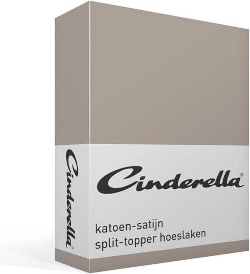 Cinderella Sundays Topper Hoeslaken met split (tot 15 cm) Satijn 200x210 cm Taupe