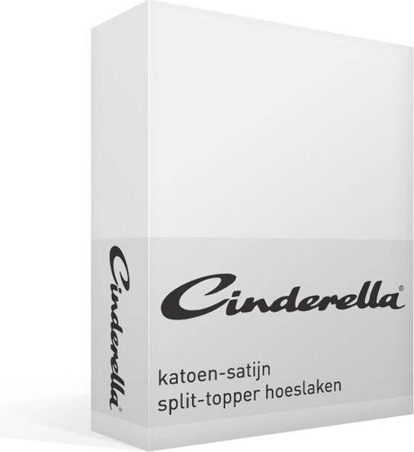 Cinderella Sundays Hoeslaken Single Split Topper 100% Katoen-Satijn 2 Persoons 200x220 cm tot 15 cm Wit