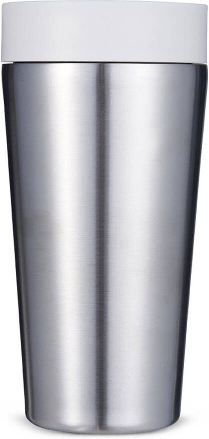 Circular and Co Circular & Co Travel Mug Koffiebeker To Go Coffee To Go Beker 340 ml Stainless Steel Pebble White 12oz – Duurzaam