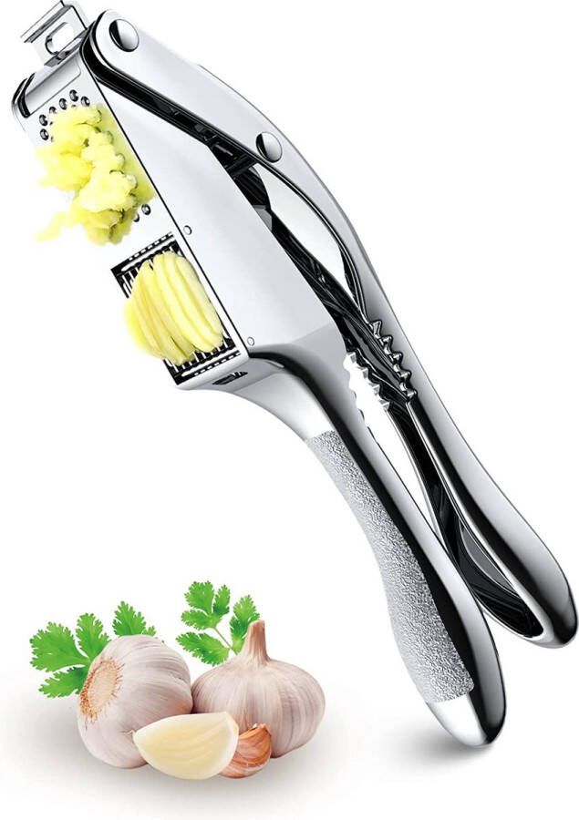 CIRYCASE Knoflookpers roestvrij staal duurzame 2-in-1 knoflooksnijder met ergonomische antislip handgreep garlic press voor verse knoflook gember noten super eenvoudig te gebruiken en te reinigen