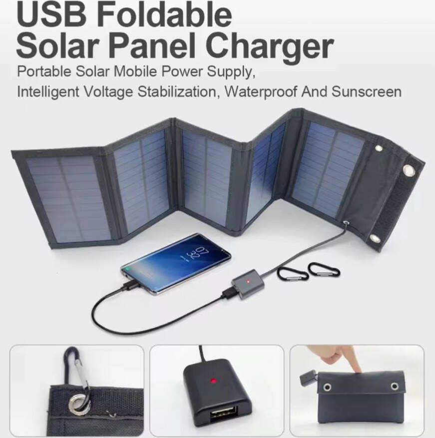 Citris Zonnepaneel Opvouwbaar zonnepaneel Sun Power Zonnecellen Oplaadbatterij Werkspanning 5V 10-15W max. vermogen USB Zonnepanelen voor buiten voor Smartphone Camping