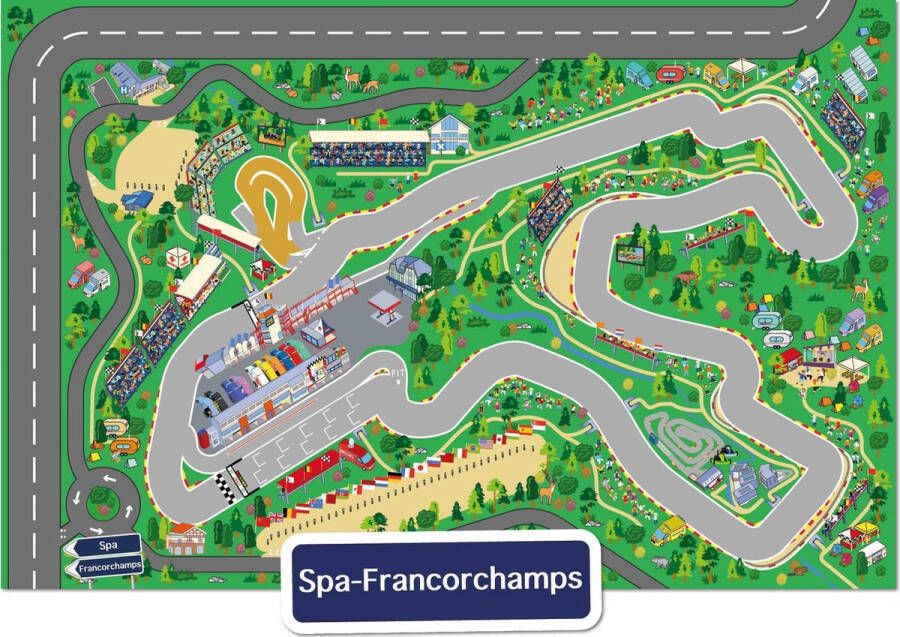 City-Play Speelkleed Spa-Francorchamps Autokleed Verkeerskleed Speelmat Spa-Francorchamps