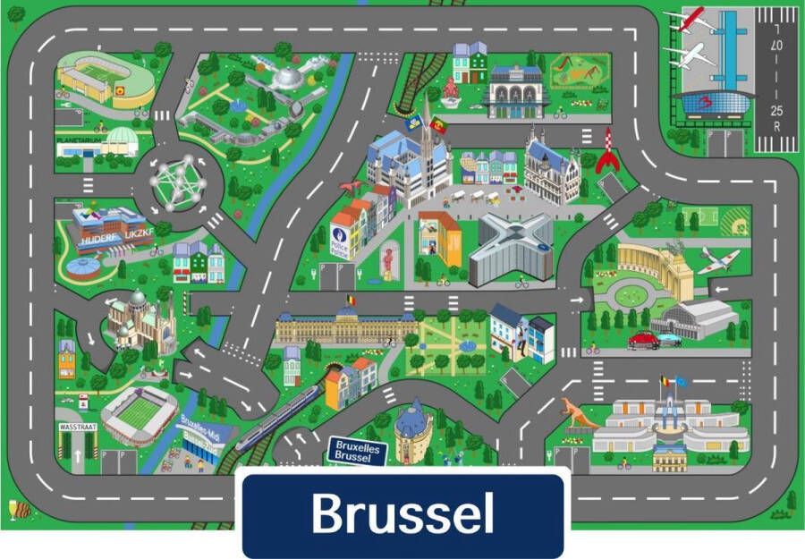 City-Play Speeltapijt Brussel Autokleed Verkeerskleed Speelkleed Speelmat Brussel