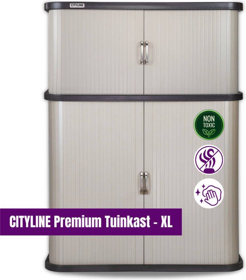 CityLine Topdesign Cityline Tuinopberger XL Luxe tuinkast met schuifdeuren 90 x 120 x 55 cm Waterdichte tuinkast Gemakkelijk te monteren Luxe afwerking