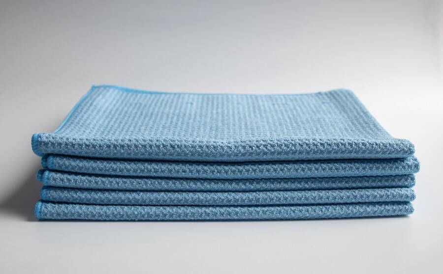 Ck Cleaning Microvezeldoek met wafelstructuur [set van 3] Droogdoeken Hoog absorberend 40x60 Blauw Tijdelijk 1 Fish Scale glasdoek (wonderdoek) GRATIS!