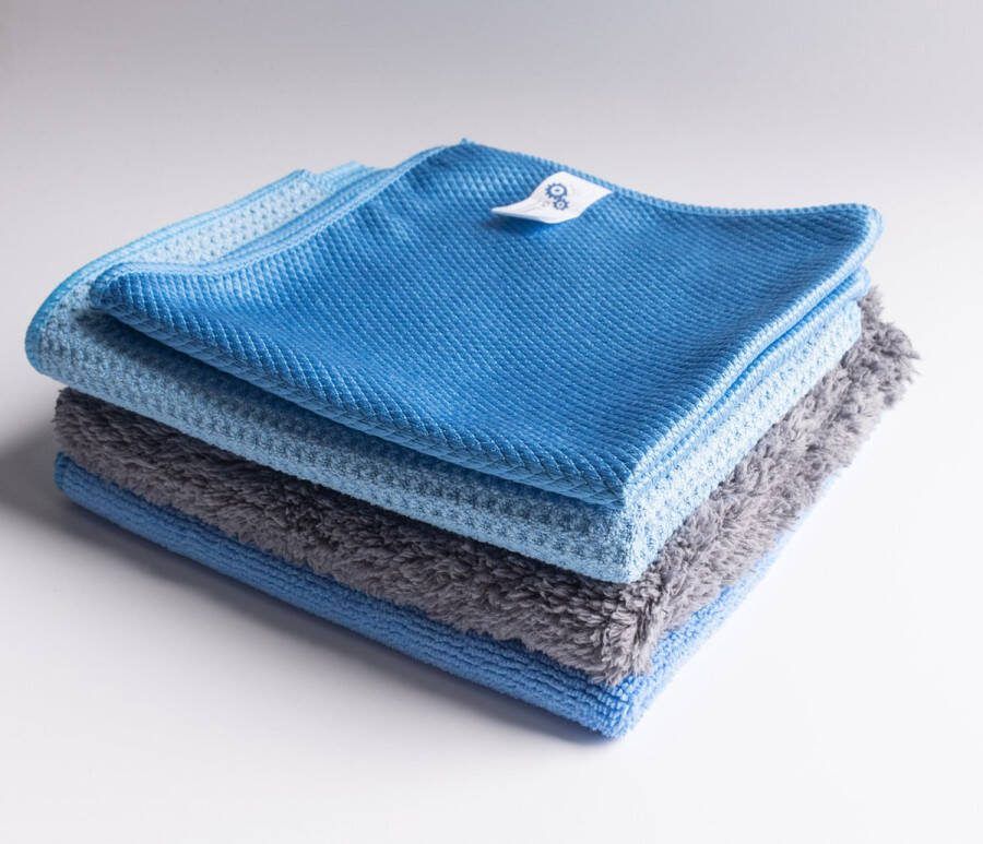 Ck Cleaning Schoonmaakdoeken [set van 4] Droogdoek (Theedoek) Microvezeldoek Diamantdoek (Raamdoekje) Fleecedoek (Hoge vezel) Hoog absorberend vermogen