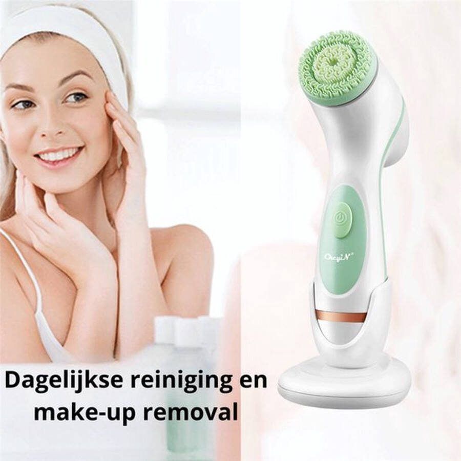 CkeyiN AJ Shopping 3 In 1 Elektrische Gezichtsreiniger Siliconen Borstel Roterende Gezichtsreiniging Diepe Cleansing Antiaging Peeling Antirimpel Gezichstmassage Strakkere Huid