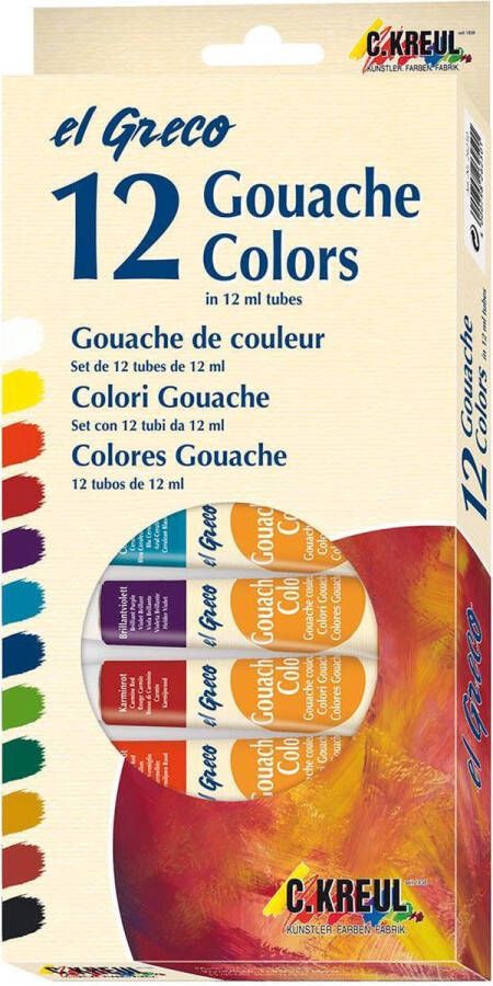 C.Kreul EL GRECO Gouache Colors set 12 tubes van 12 ml