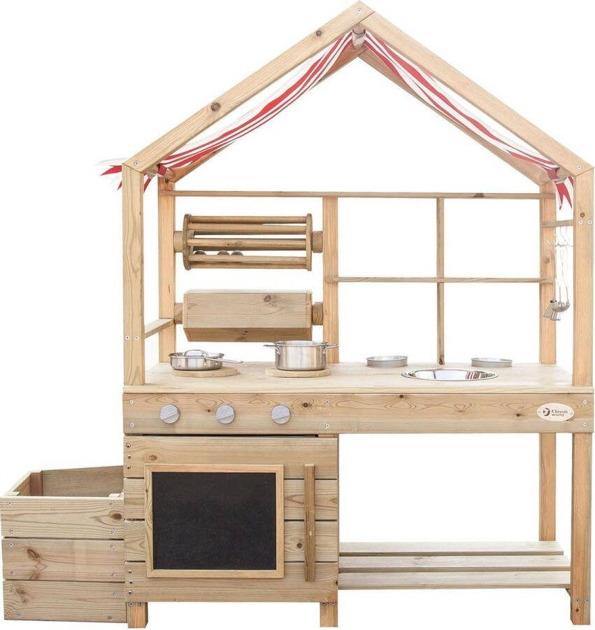 Classic World EDU Grote houten keuken met dak + accessoires