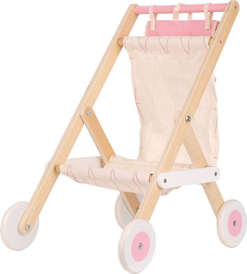 Classic World Houten kinderwagen Poppenwagen met tas voor accessoires