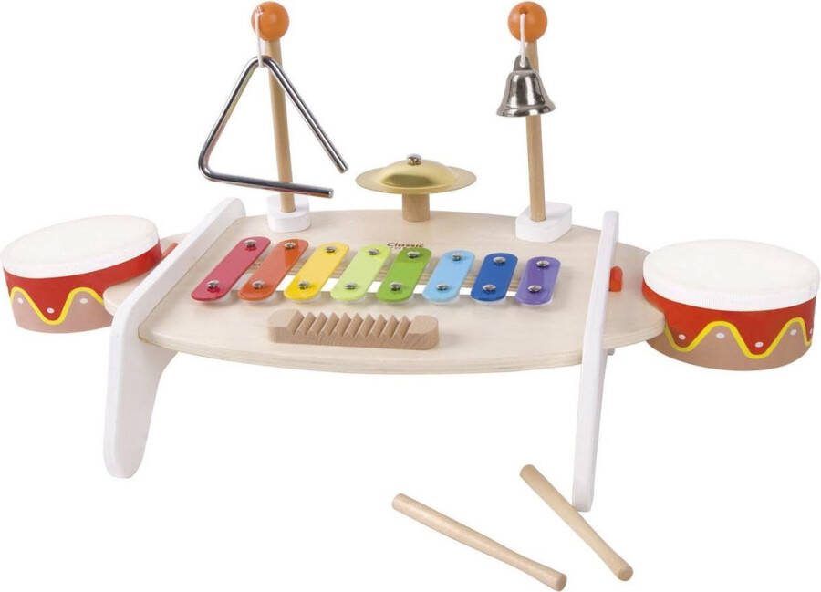 Classic World Set muziekinstrumenten voor kinderen xylofoon rasp bekkens drumsticks bekken eetstokjes driehoek bel 9 stuks
