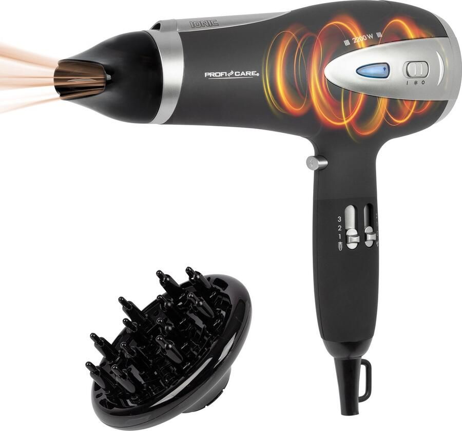 Clatronic ProfiCare HTD 3113 Haardroger met ionisatiefunctie en diffuser Zwart 2200W