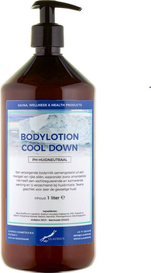 Claudius Cosmetics Benelux Bodylotion Cool Down 1 liter met gratis pomp