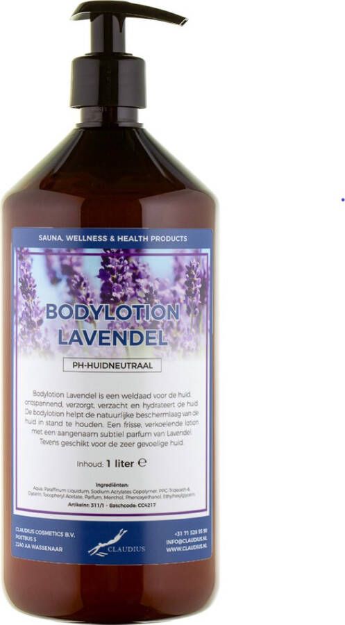 Claudius Cosmetics Benelux Bodylotion Lavendel 1 liter met gratis pomp