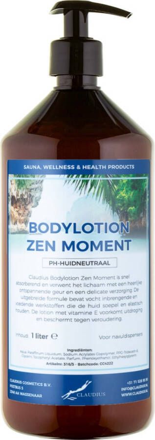 Claudius Cosmetics Benelux Bodylotion Zen Moment 1 liter met gratis pomp