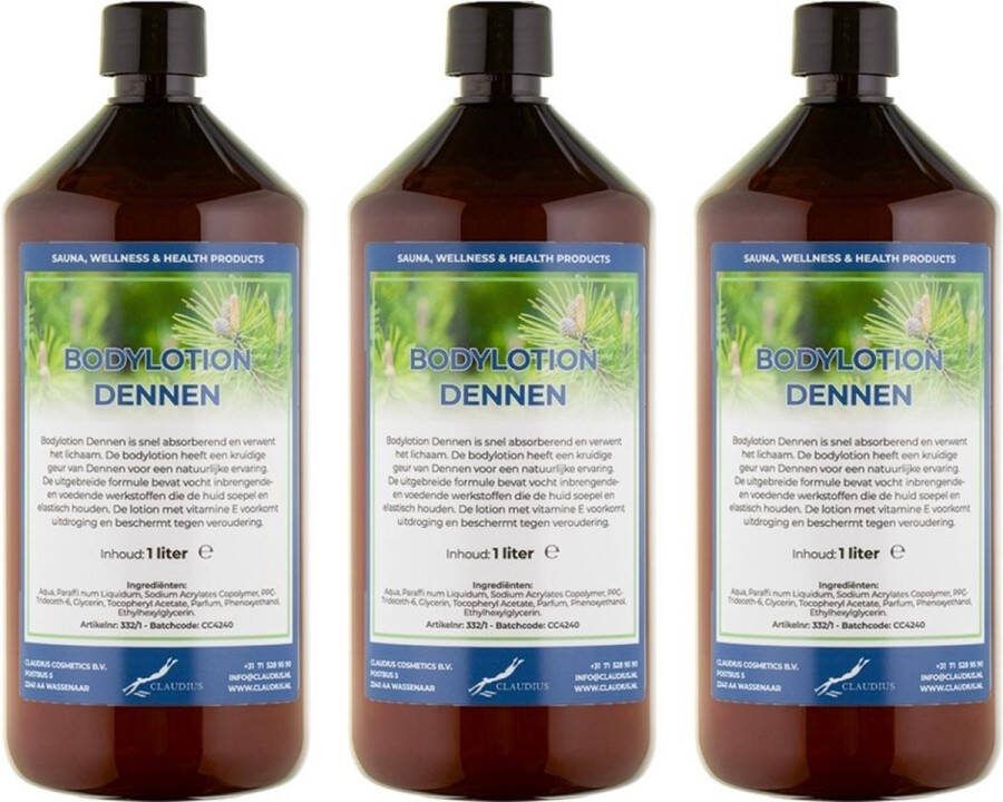 Claudius Cosmetics Benelux B.V. Bodylotion Dennen 1 liter set van 3 stuks