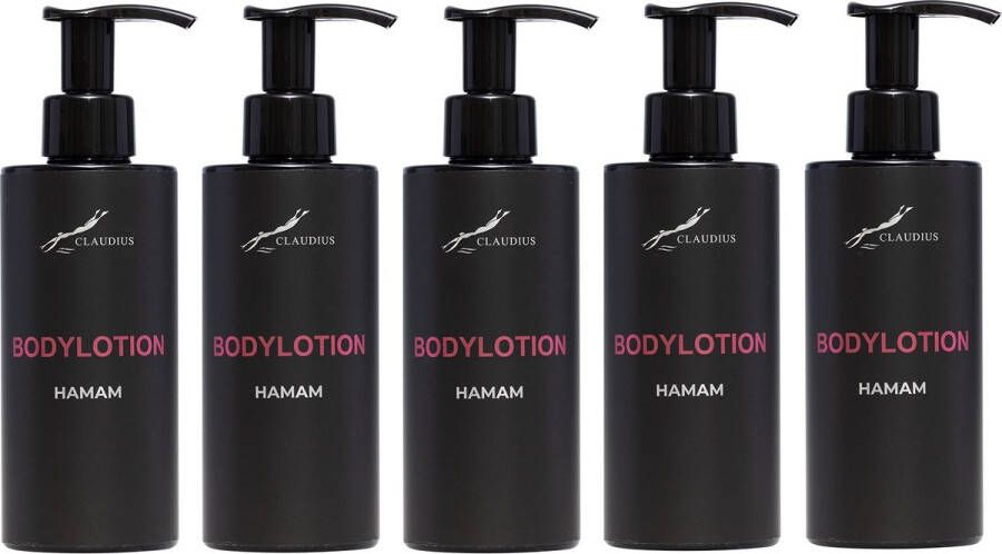 Claudius Cosmetics Benelux B.V. Bodylotion Hamam 300 ml met pomp zwarte fles set van 5 stuks Voordeelverpakking
