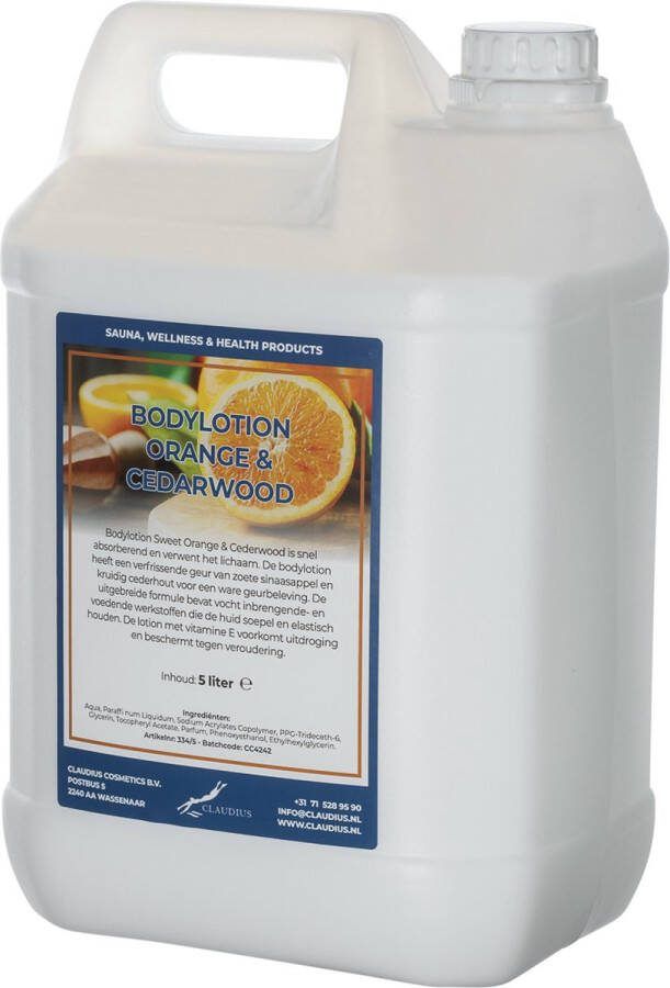 Claudius Cosmetics Benelux B.V. Bodylotion Sweet Orange & Cedarwood 5 liter