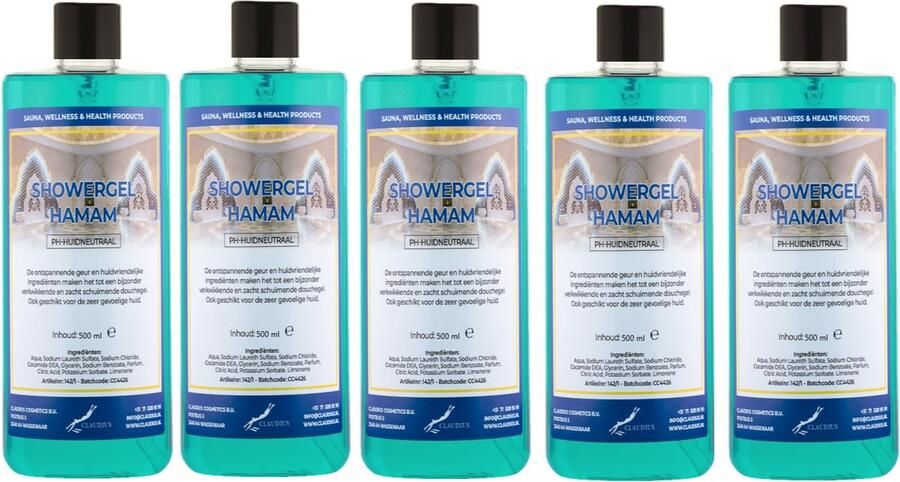 Claudius Cosmetics Benelux B.V. Douchegel Hamam 500 ml set van 5 stuks Showergel