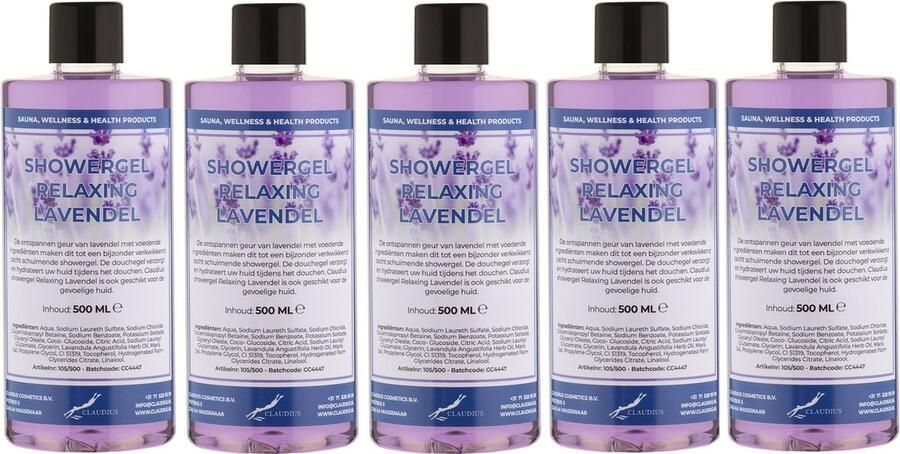 Claudius Cosmetics Benelux B.V. Douchegel Relaxing Lavendel 500 ml set van 5 stuks Showergel