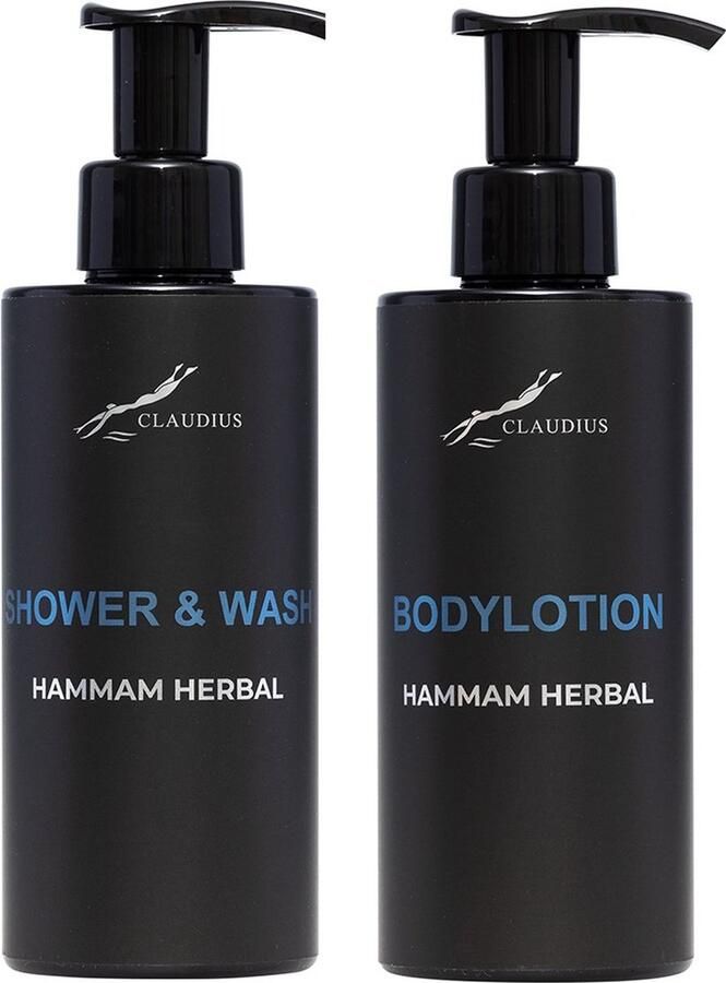 Claudius Cosmetics Benelux B.V. Douchepakket Hammam Herbal Shower & Wash + Bodylotion 300 ml per fles Claudius Cosmetics bodycare luxe fles set van 2 stuks