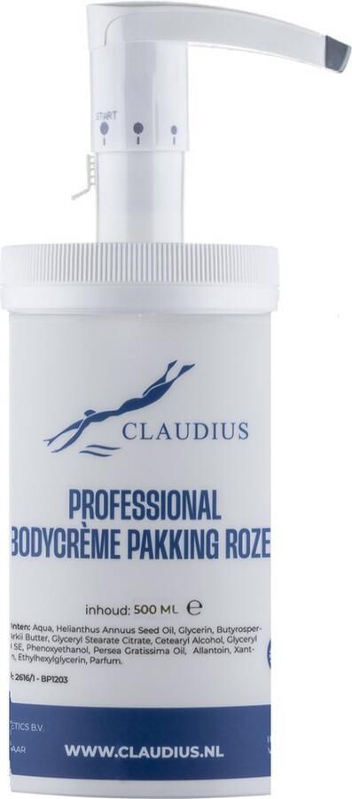 Claudius Cosmetics Benelux B.V. Professional Bodycrème Pakking Rozen 500 ml in handige salonverpakking