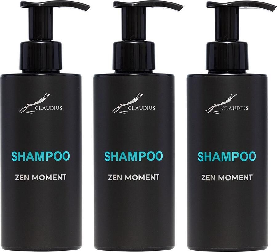 Claudius Cosmetics B.V. Shampoo Zen Moment 300 ml met pomp zwarte fles set van 3 stuks Voordeelverpakking