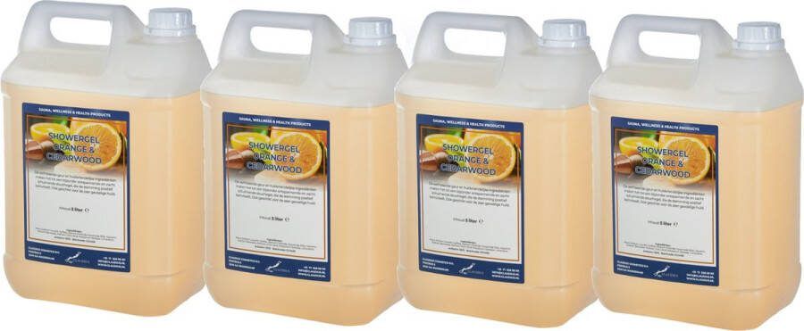 Claudius Cosmetics Benelux B.V. Douchegel Sweet Orange & Cedarwood 5 liter set van 4 stuks Showergel