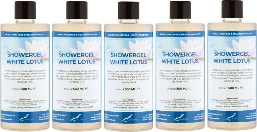 Claudius Cosmetics Benelux B.V. Douchegel White Lotus 500 ml set van 5 stuks Showergel