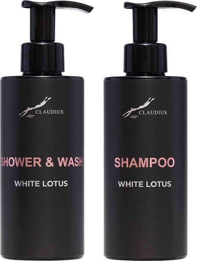 Claudius Cosmetics Benelux B.V. Douchepakket White Lotus Shower & Wash + Shampoo 300 ml per fles Claudius Cosmetics bodycare luxe fles set van 2 stuks