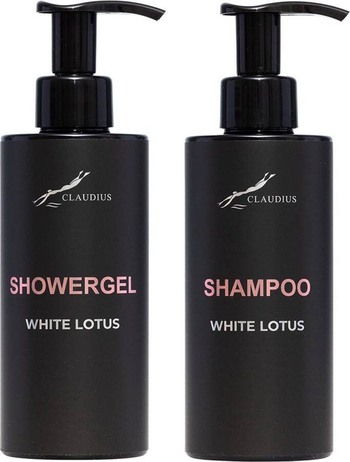 Claudius Cosmetics Benelux B.V. Douchepakket White Lotus Showergel + Shampoo 300 ml per fles Claudius Cosmetics bodycare luxe fles set van 2 stuks