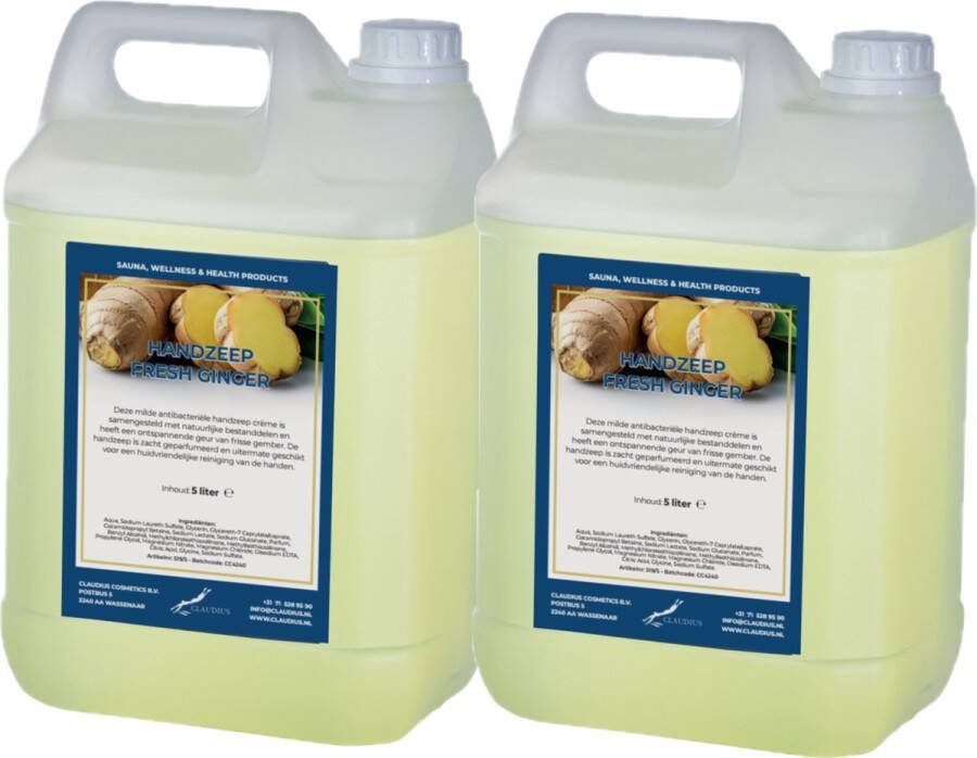 Claudius Cosmetics Benelux B.V. Handzeep Fresh Ginger 5 liter set van 2 stuks