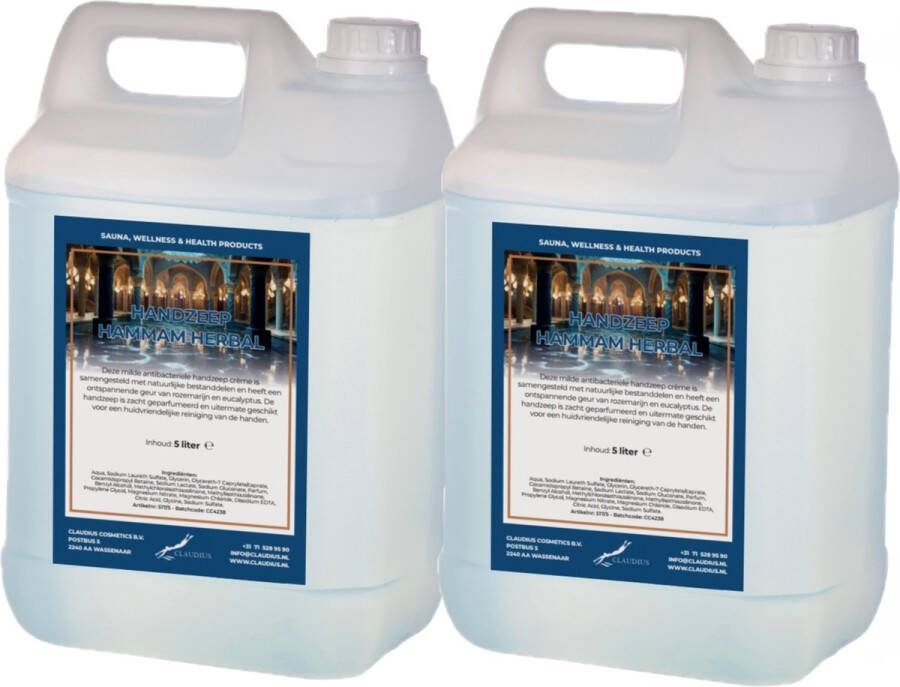 Claudius Cosmetics Benelux B.V. Handzeep Hammam Herbal 5 liter set van 2 stuks