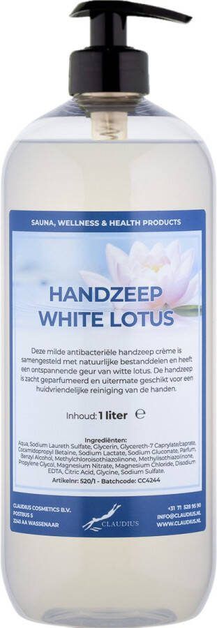 Claudius Cosmetics Benelux B.V. Handzeep White Lotus 1 liter met gratis pomp