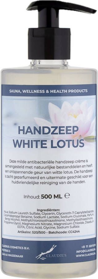 Claudius Cosmetics Benelux B.V. Handzeep White Lotus 500 ml met gratis pomp