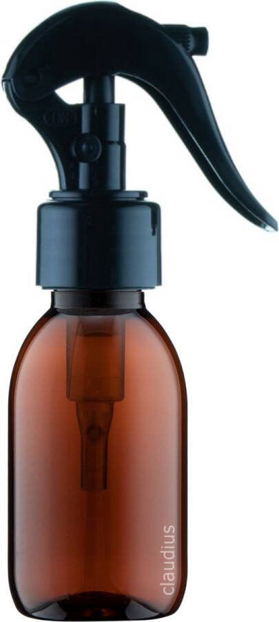 Claudius Cosmetics Benelux B.V. Lege Plastic Fles 125 ml PET Amber bruin met luxe verstuiverdop set van 10 stuks navulbaar leeg