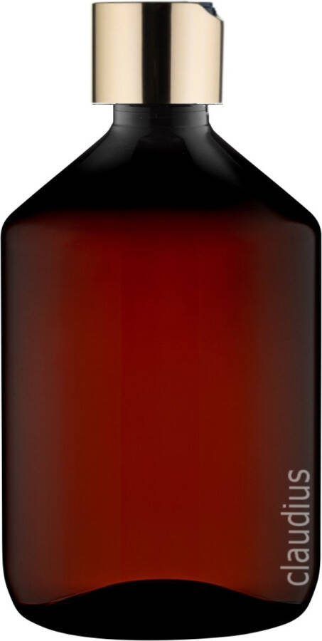 Claudius Cosmetics Benelux B.V. Lege Plastic Fles Apothekersfles 500 ml PET Amber bruin met gouden klepdop set van 5 stuks navulbaar leeg
