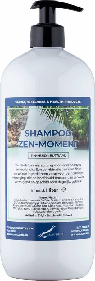 Claudius Cosmetics Benelux B.V. Shampoo Zen moment 1 Liter met pomp