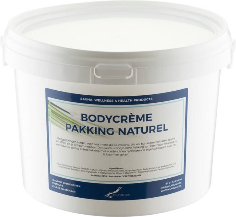 Claudius Cosmetics B.V. Bodycrème Pakking Naturel 2 5 liter