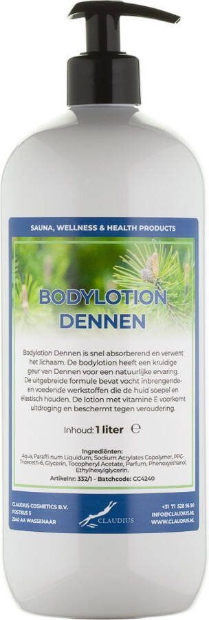 Claudius Cosmetics B.V. Bodylotion Dennen 1 liter met gratis pomp