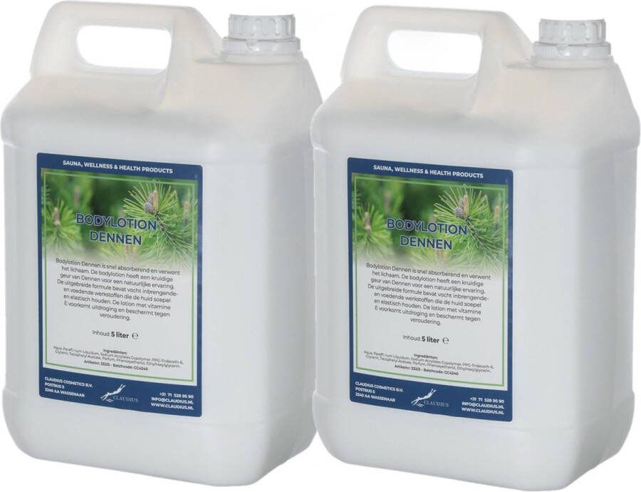 Claudius Cosmetics B.V. Bodylotion Dennen 5 liter set van 2 stuks