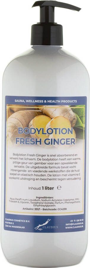 Claudius Cosmetics B.V. Bodylotion Fresh Ginger 1 liter met gratis pomp