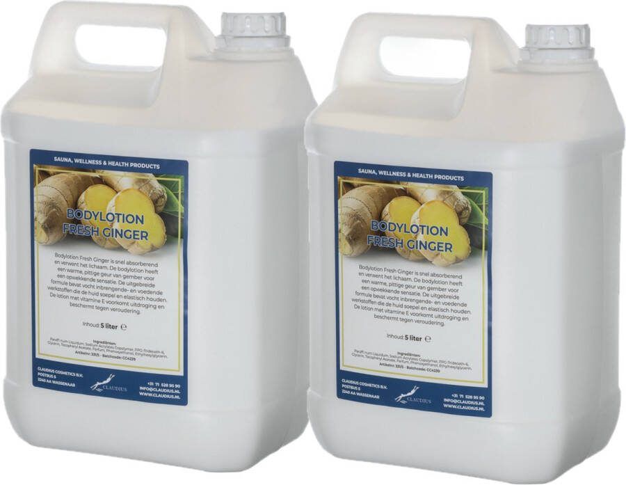 Claudius Cosmetics B.V. Bodylotion Fresh Ginger 5 liter set van 2 stuks