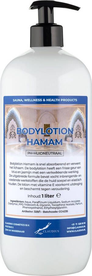 Claudius Cosmetics B.V. Bodylotion Hamam 1 liter met gratis pomp