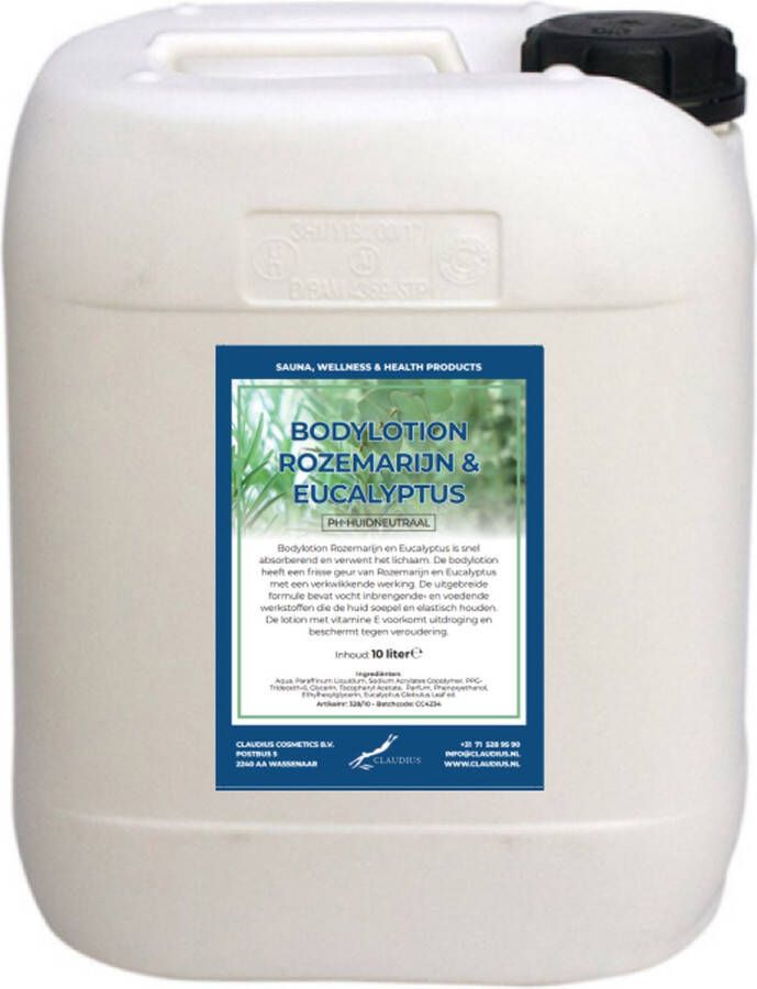 Claudius Cosmetics B.V. Bodylotion Rozemarijn & Eucalyptus 10 liter