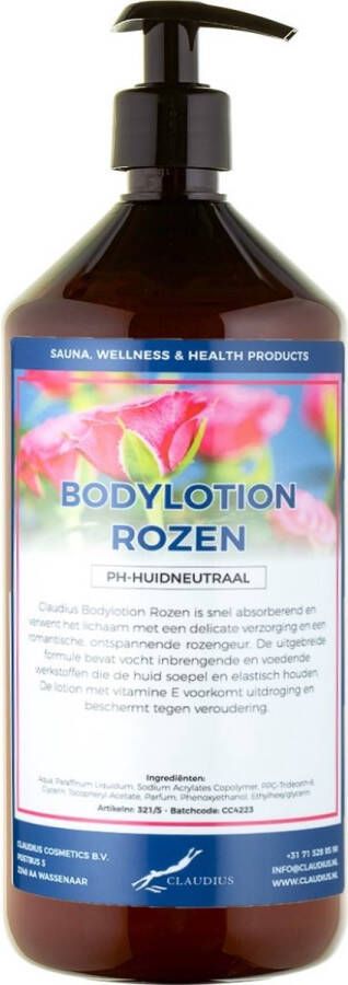 Claudius Cosmetics B.V. Bodylotion Rozen 1 liter met gratis pomp