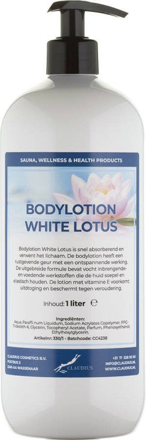 Claudius Cosmetics B.V. Bodylotion White Lotus 1 liter met gratis pomp