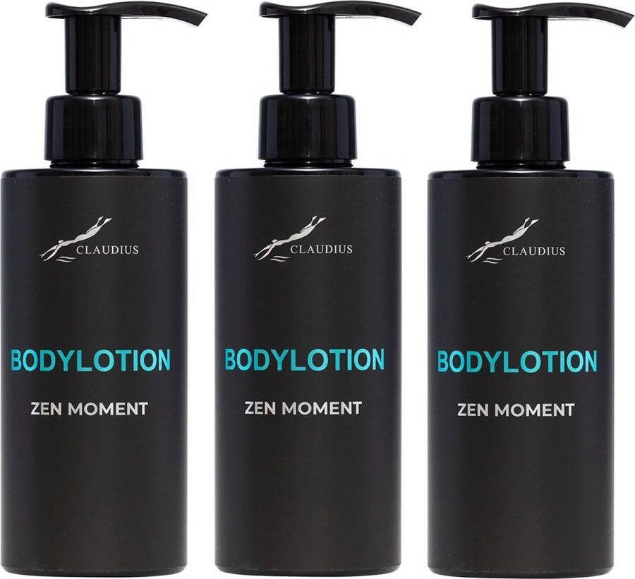 Claudius Cosmetics B.V. Bodylotion Zen Moment 300 ml met pomp zwarte fles set van 3 stuks Voordeelverpakking