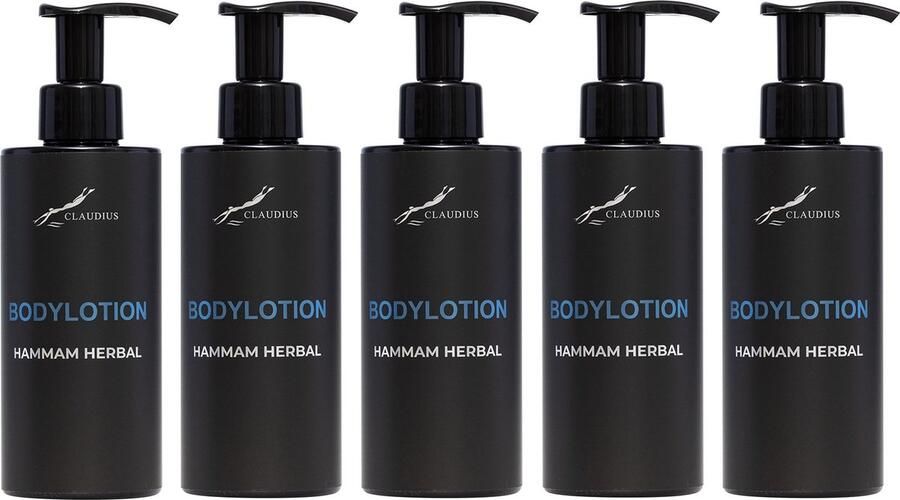 Claudius Cosmetics B.V. Bodylotion Hammam Herbal 300 ml met pomp zwarte fles set van 5 stuks Voordeelverpakking
