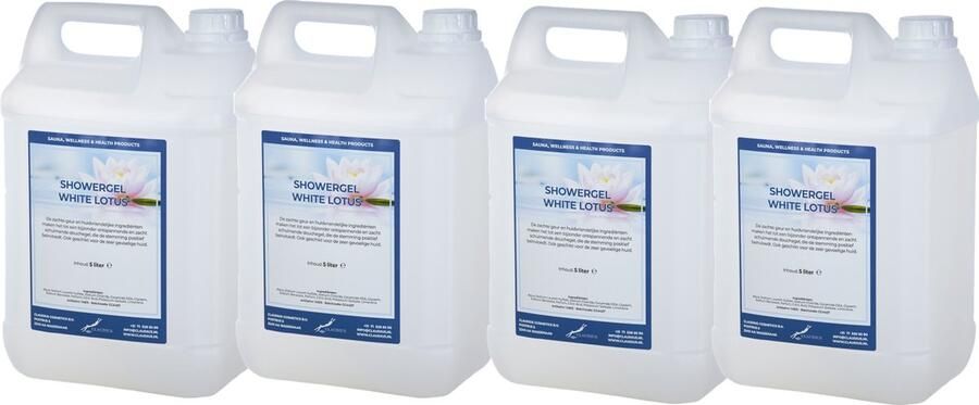 Claudius Cosmetics B.V. Claudius Douchegel White Lotus 5 liter set van 4 stuks Showergel